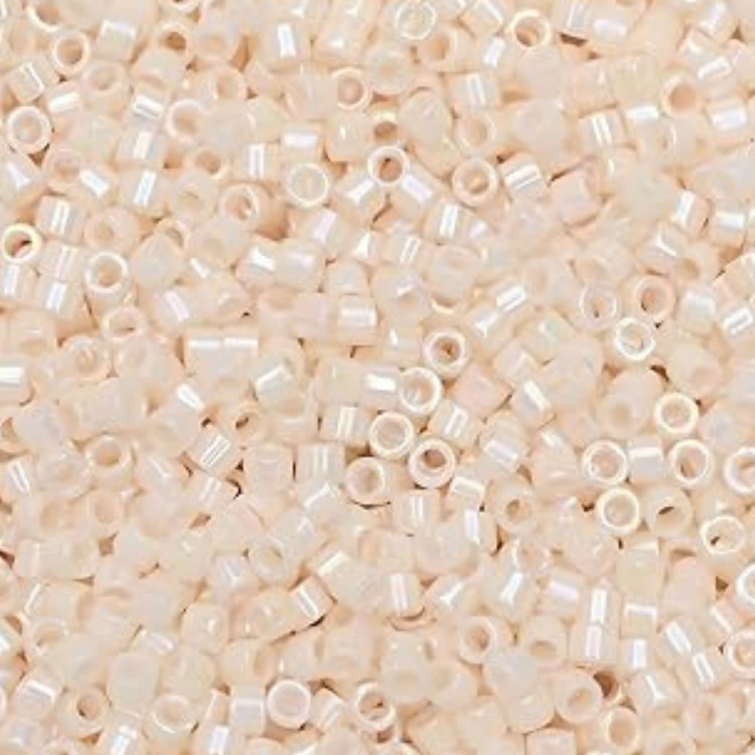 #11 Delica Seed Beads, Opaque Bisque White Ab/Rainbow, DB1500-TB, Approx 1440 Beads, 1 two inch tube, 7.2 grams