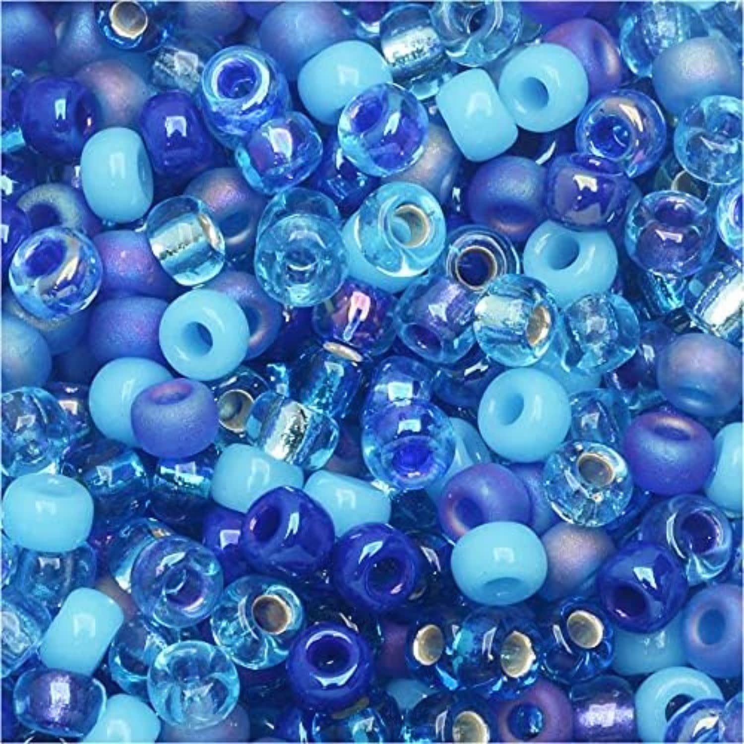 #8 Miyuki Seed Beads - Mix Blue Tones, 8-9MIX02-TB, Approx 858 Beads/22 Grams, 1 five inch tube