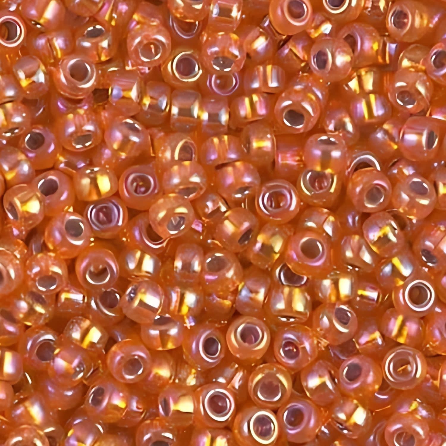 #6 Miyuki Seed Beads - Silver Lined Orange Rainbow/AB, 6-91008-TB, Approx 240 Beads, 1 five inch tube, 20 grams