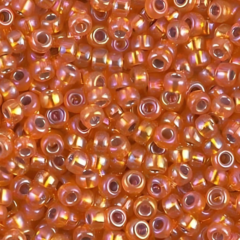 #6 Miyuki Seed Beads - Silver Lined Orange Rainbow/AB, 6-91008-TB, Approx 240 Beads, 1 five inch tube, 20 grams