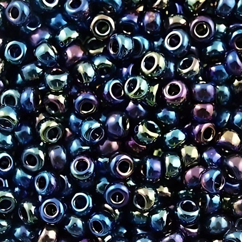 #8 Miyuki Rocailles Seed Beads - Metallic Variegated Blue Iris, Approx 440 Beads, 10 Grams/0.35oz