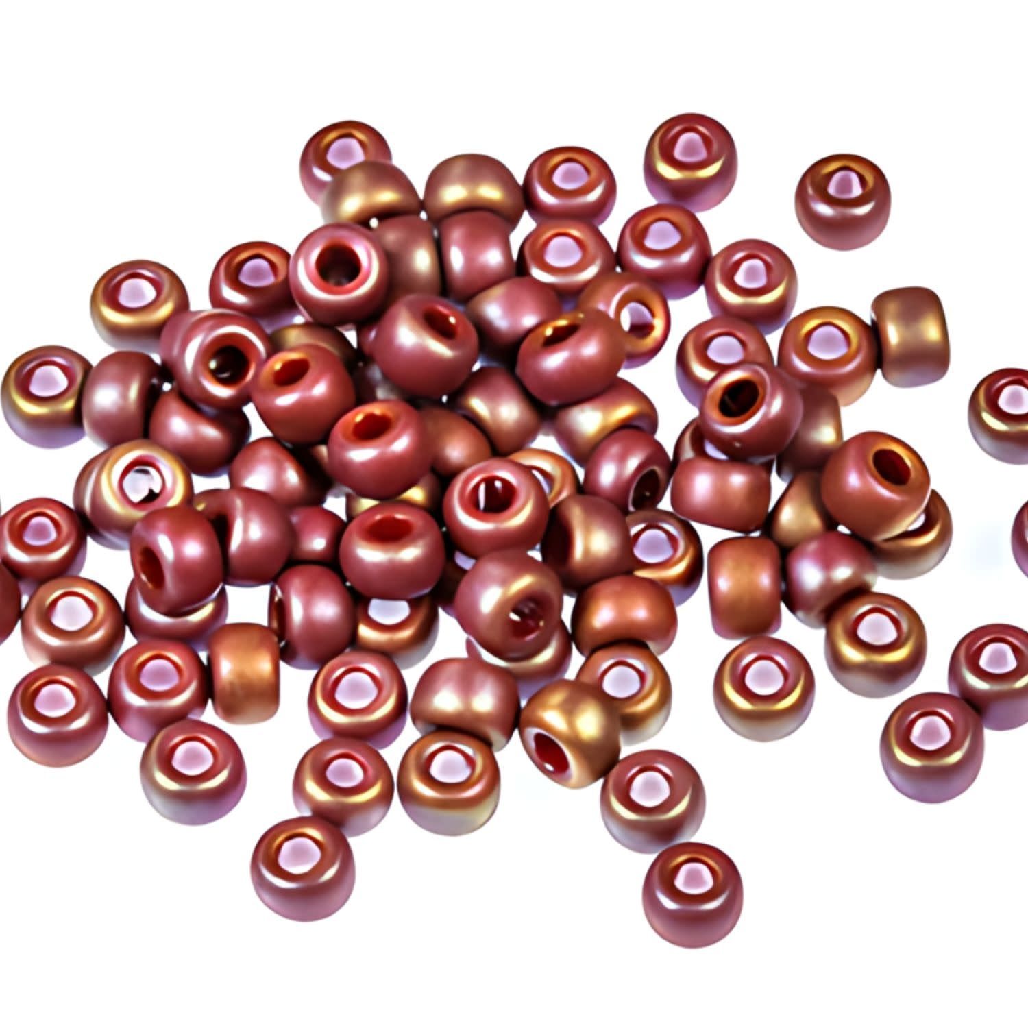 #8 Miyuki Seed Beads - Frosted Opaque Glaze Dark Red Rainbow/AB, 8-94696-TB, Approx 858 Beads/22 Grams, 1 five inch tube