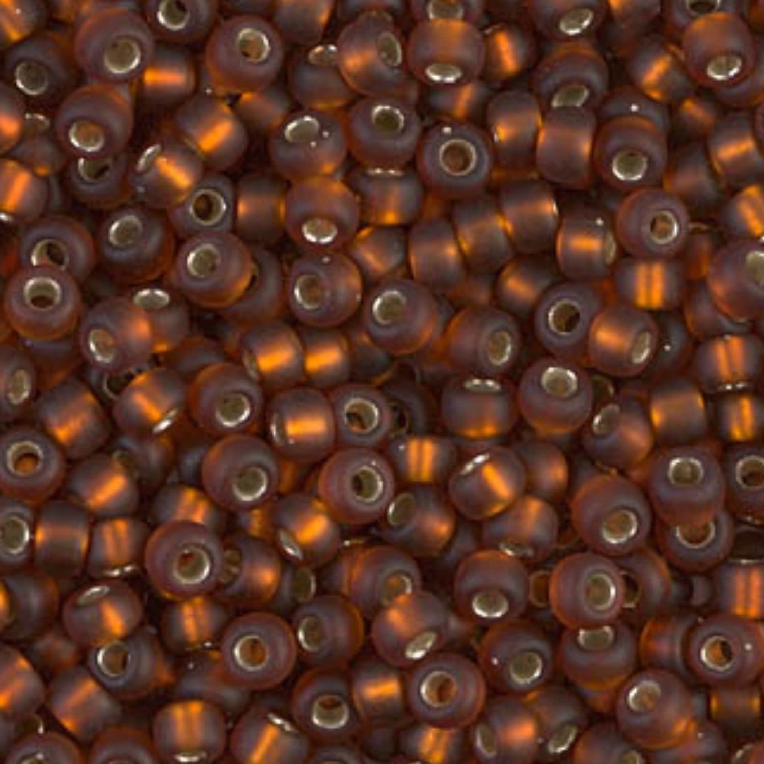 #8 Miyuki Seed Beads - Matte Silver Lined Dark Topaz, 8-95F-TB, Approx 858 Beads/22 Grams, 1 five inch tube