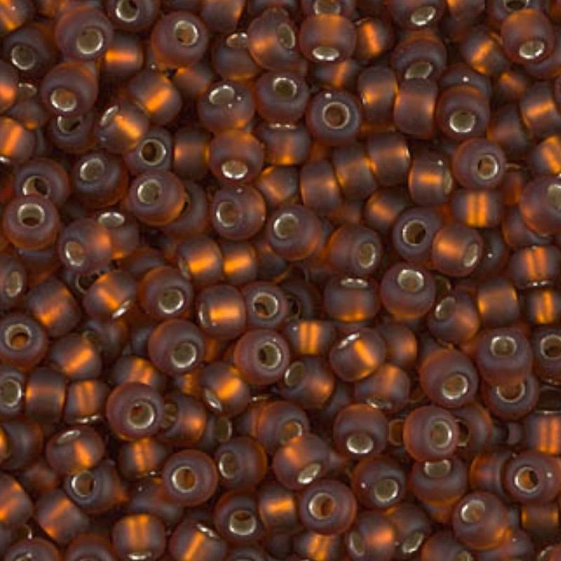 #8 Miyuki Seed Beads - Matte Silver Lined Dark Topaz, 8-95F-TB, Approx 858 Beads/22 Grams, 1 five inch tube