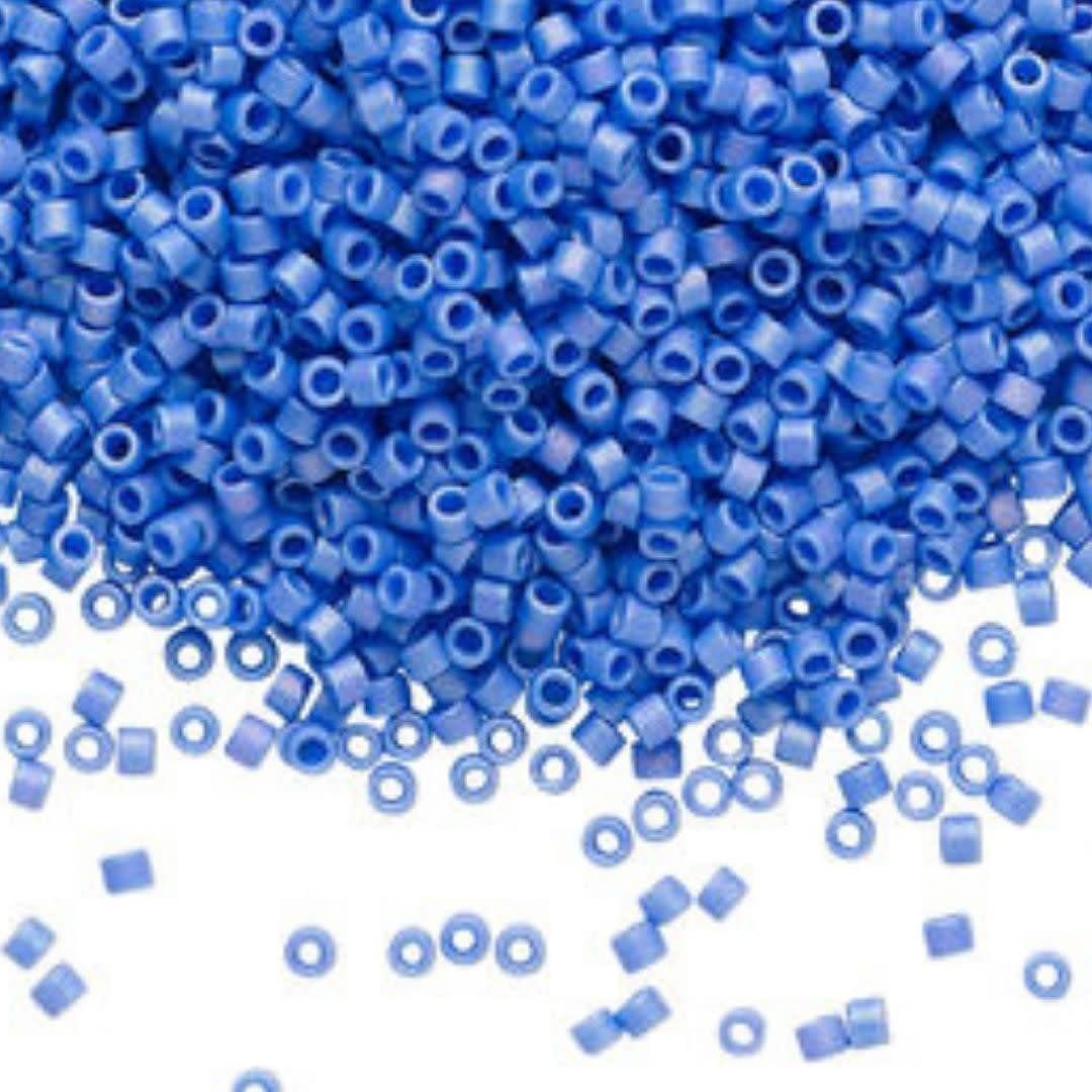 #11 Delica Seed Beads, Matte Opaque Cyan Blue Ab/Rainbow, DB1597-TB, Approx 1440 Beads, 1 two inch tube, 7.2 grams