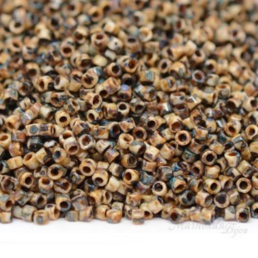 #11 Delica Seed Beads, Picasso Brown Tan, DB2267-TB, Approx 1440 Beads, 1 two inch tube, 7.2 grams