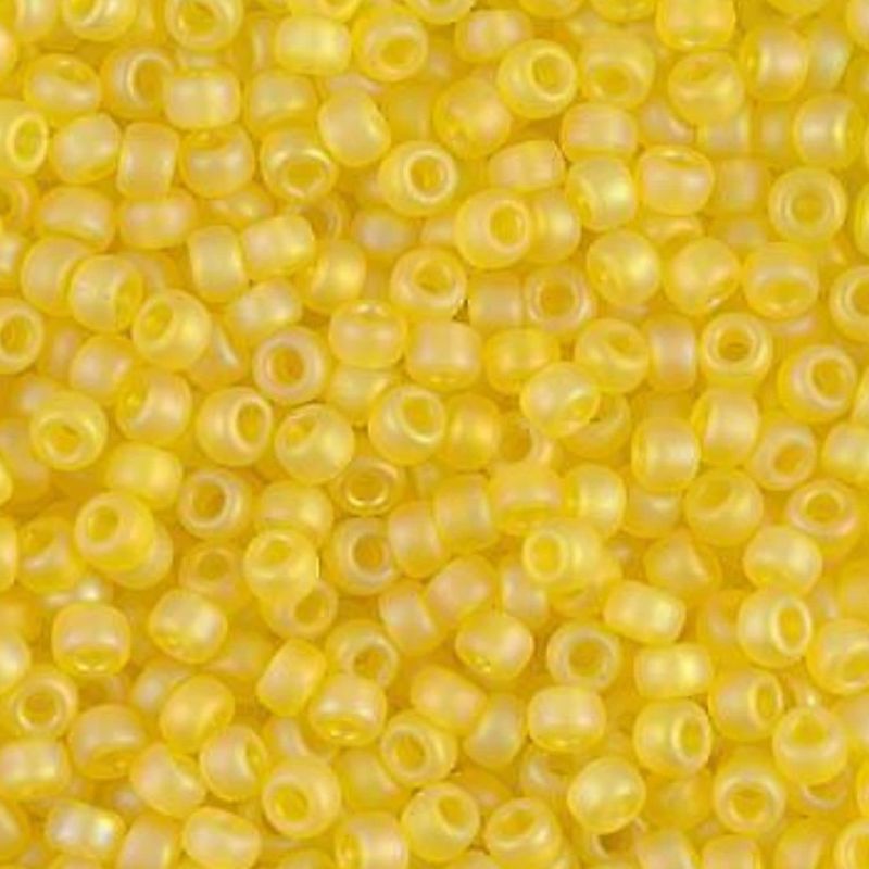 #6 Miyuki Seed Beads - Matte Transparent Yellow Rainbow/AB, 6-9136FR-TB, Approx 240 Beads, 1 five inch tube, 20 grams