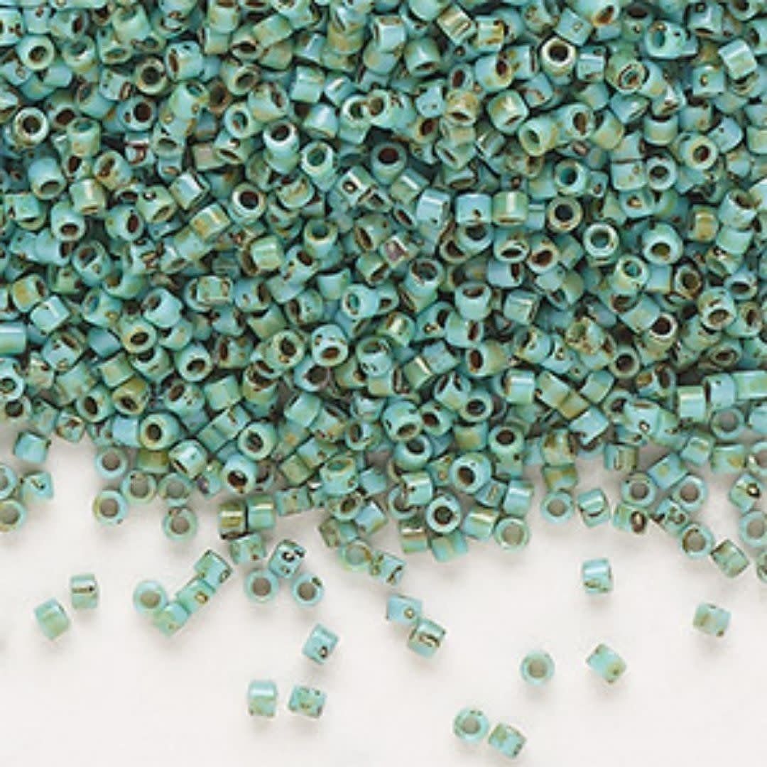 #11 Delica Seed Beads, Picasso Seafoam Green Matte, DB2264-TB, Approx 1440 Beads, 1 two inch tube, 7.2 grams