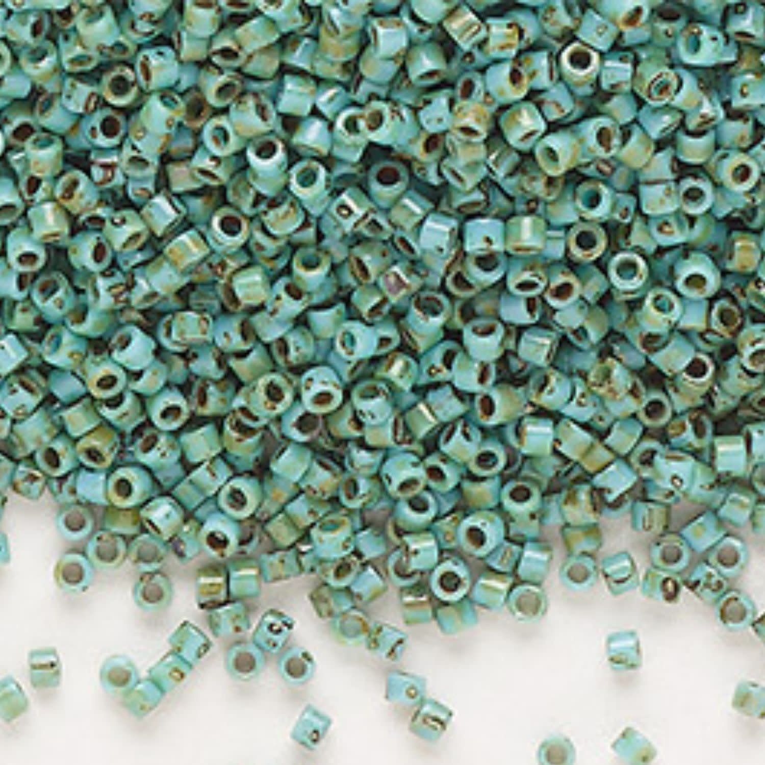 #11 Delica Seed Beads, Picasso Seafoam Green Matte, DB2264-TB, Approx 1440 Beads, 1 two inch tube, 7.2 grams