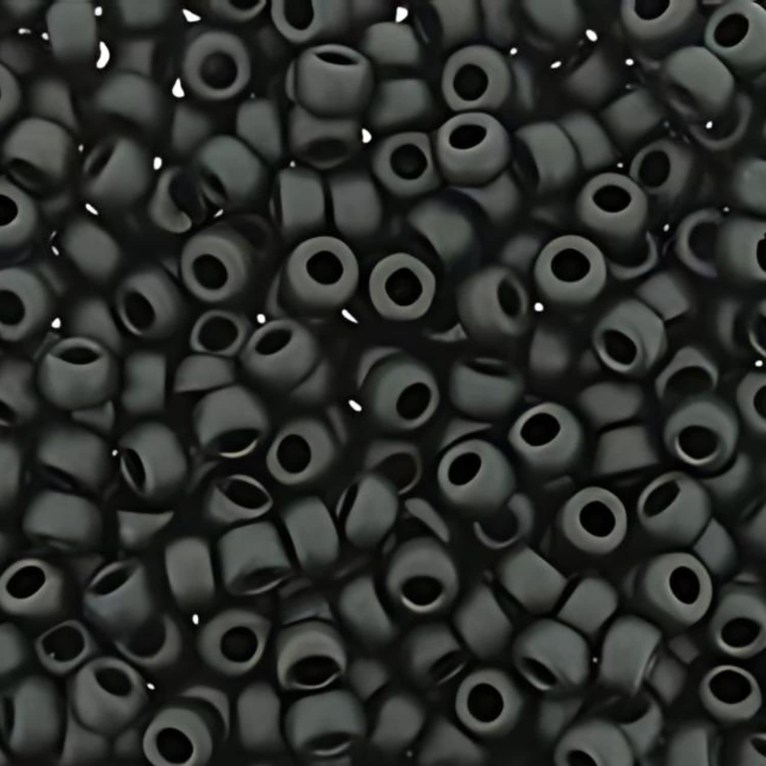 #8 Miyuki Seed Beads - Matte Opaque Black, 8-9401F-TB, Approx 858 Beads/22 Grams, 1 five inch tube