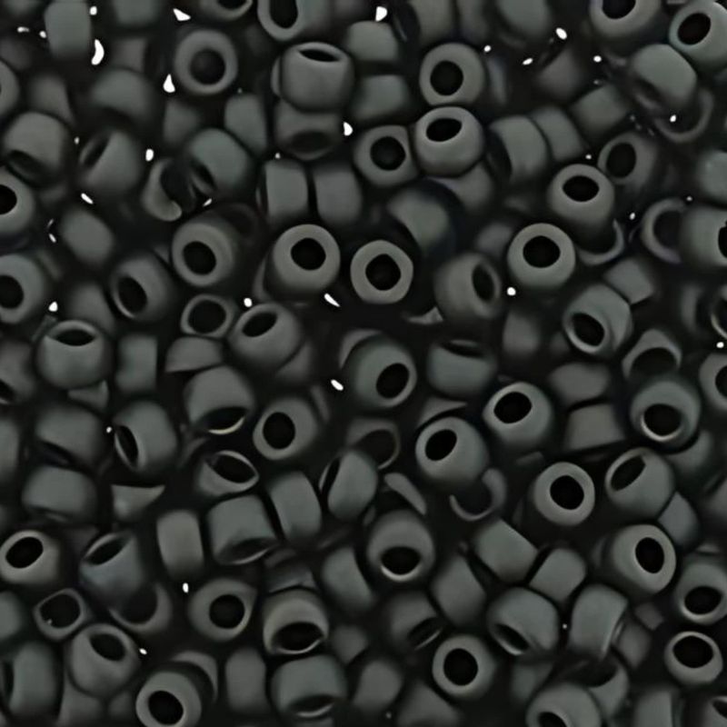 #8 Miyuki Rocailles Seed Beads - Matte Opaque Black, Approx 440 Beads, 10 Grams/0.35oz