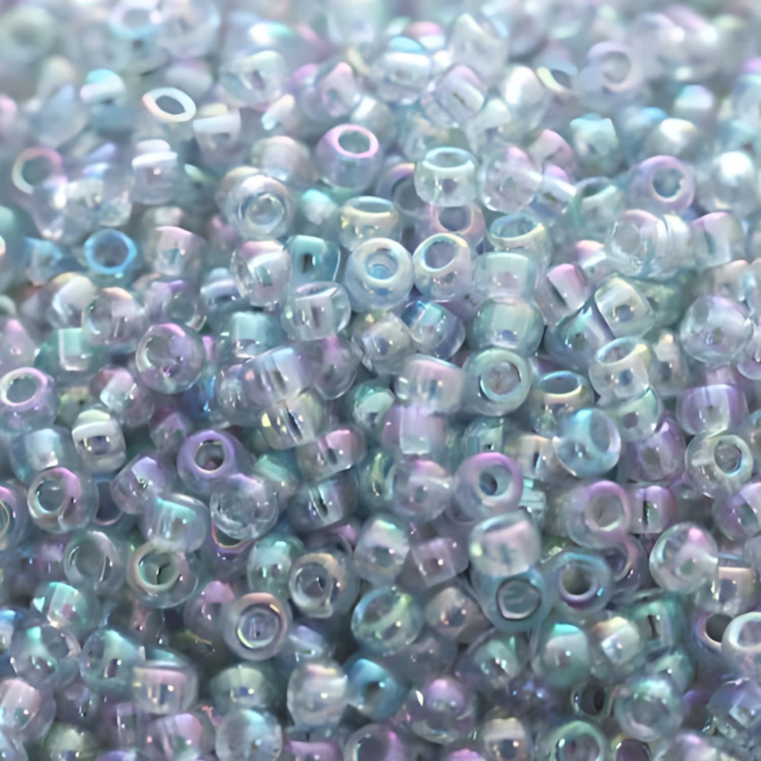 #8 Miyuki Seed Beads - Transparent Light Blue Gold Luster, 8-92443-TB, Approx 858 Beads/22 Grams, 1 five inch tube