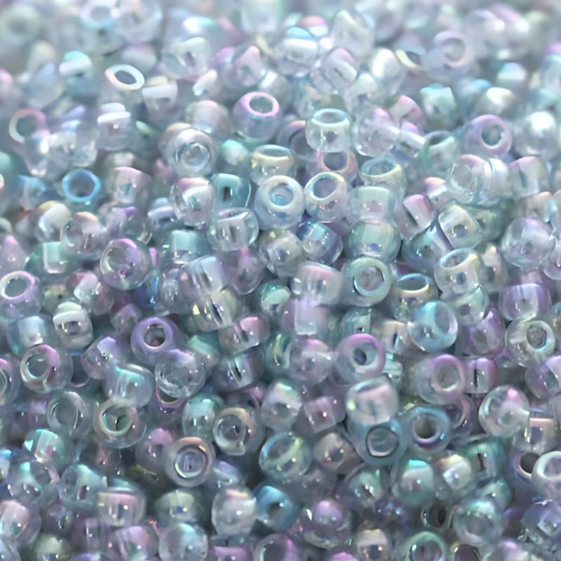 #8 Miyuki Rocailles Seed Beads - Transparent Light Blue Luster, Approx 440 Beads, 10 Grams/0.35oz
