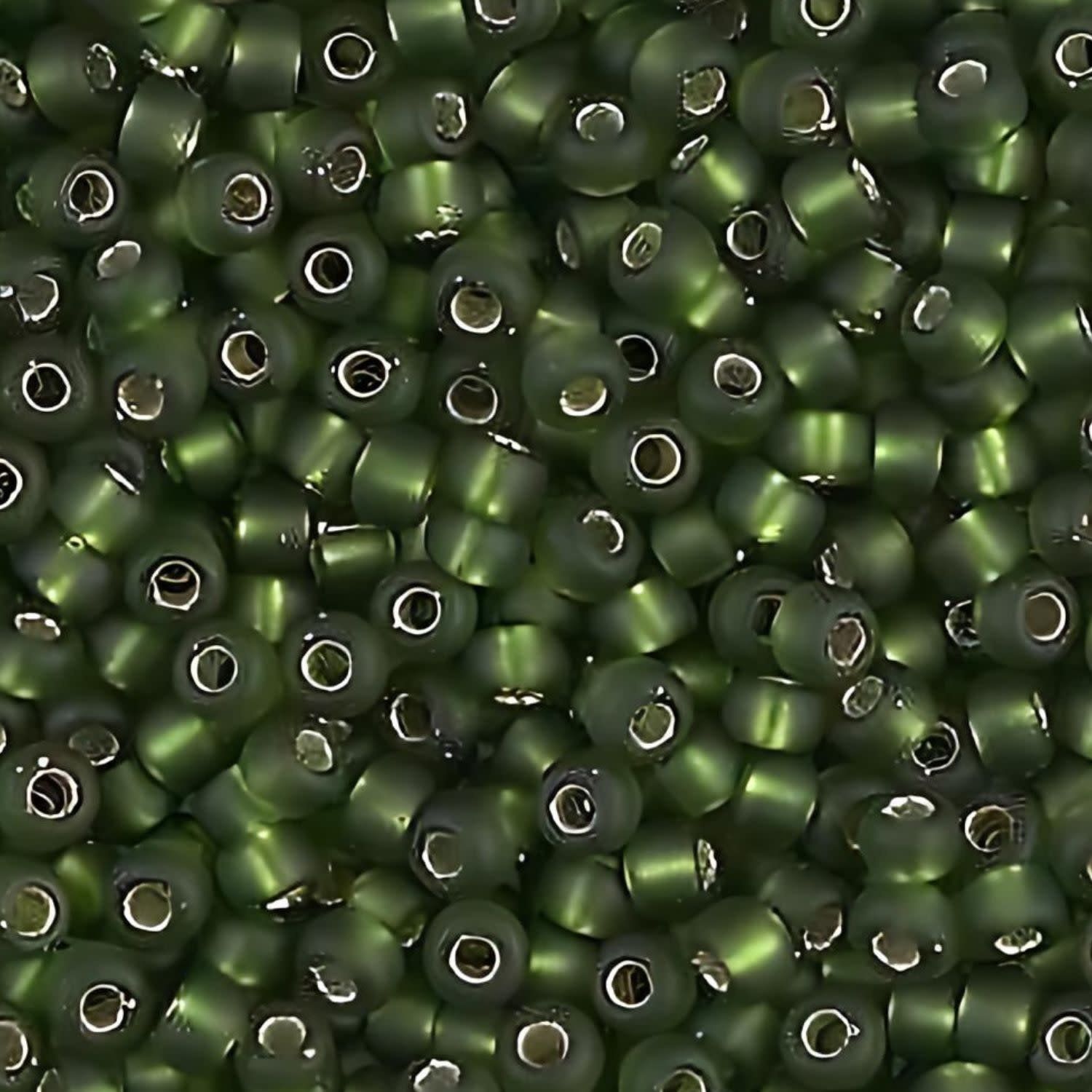 #8 Miyuki Seed Beads - Matte Silver Lined Olive Green, 8-926F-TB, Approx 858 Beads/22 Grams, 1 five inch tube