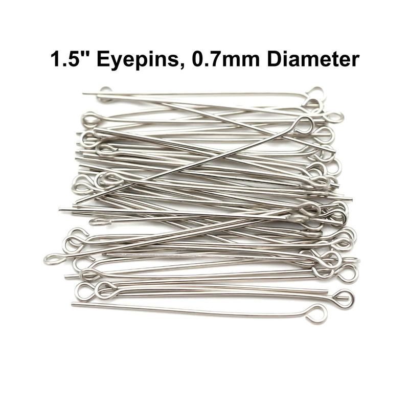 1.5&quot; Stainless Steel Eye Pins, Approx 100pcs, 0.7mm/21 Guage, 2mm Hole, 13gms/0.46oz