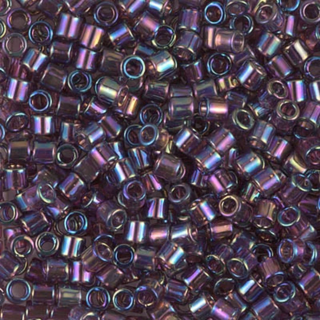#11 Delica Seed Beads, Transparent Mauve Ab/Rainbow, DB1244-TB, Approx 1440 Beads, 1 two inch tube, 7.2 grams