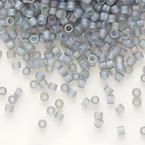 #11 Delica Seed Beads, Matte Transparent Grey Ab/Rainbow, DB863-TB, Approx 1440 Beads, 1 two inch tube, 7.2 grams