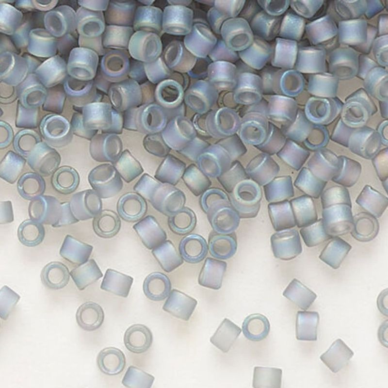 #11 Delica Seed Beads, Matte Transparent Grey Ab/Rainbow, DB863-TB, Approx 1440 Beads, 1 two inch tube, 7.2 grams