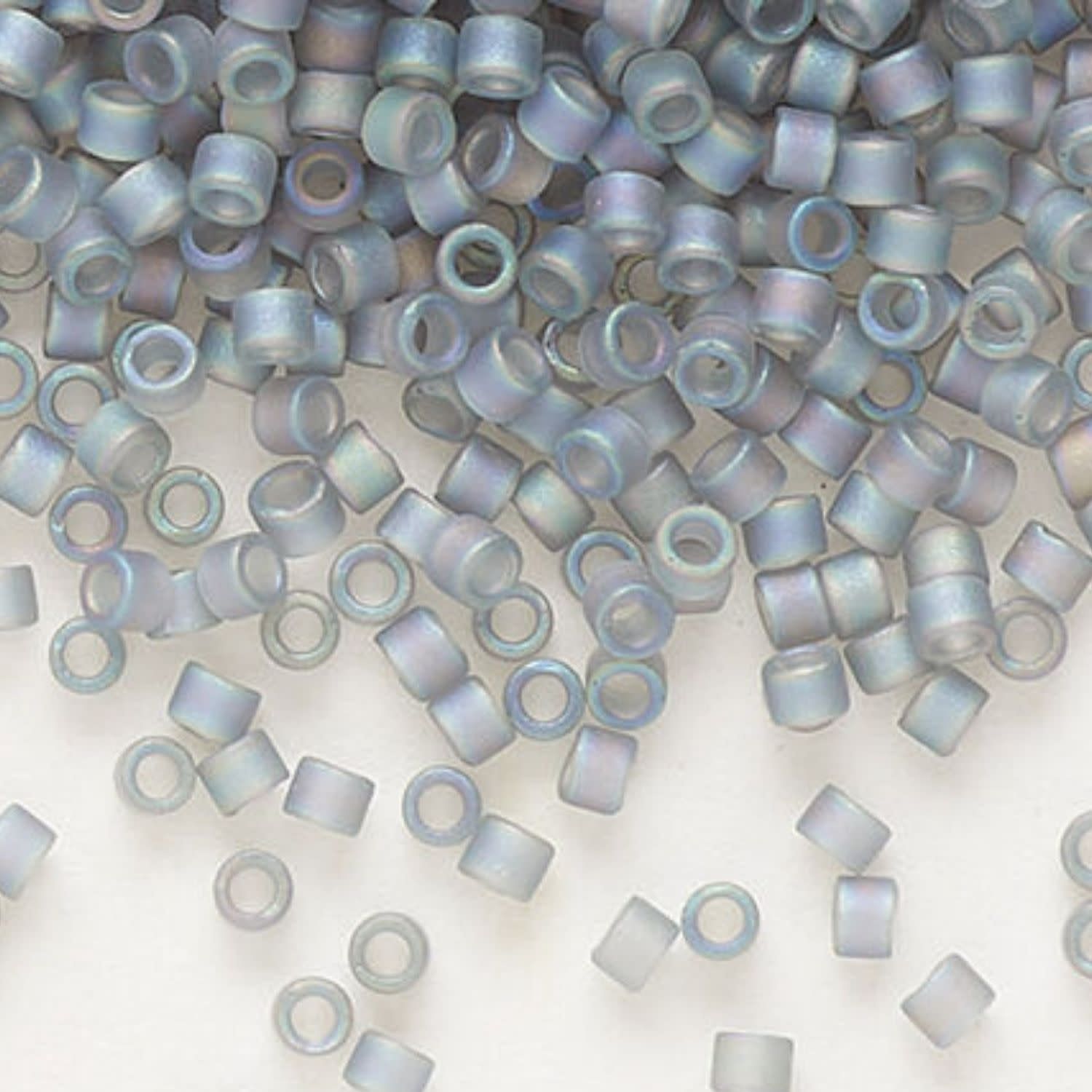 #11 Delica Seed Beads, Matte Transparent Grey Ab/Rainbow, DB863-TB, Approx 1440 Beads, 1 two inch tube, 7.2 grams