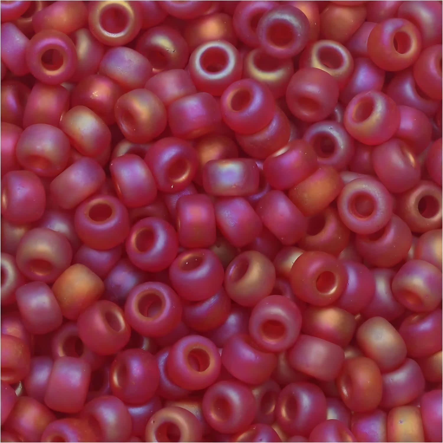 #8 Miyuki Seed Beads - Matte Transparent Rainbow Ruby Ab , 8-9141FR-TB, Approx 858 Beads/22 Grams, 1 five inch tube