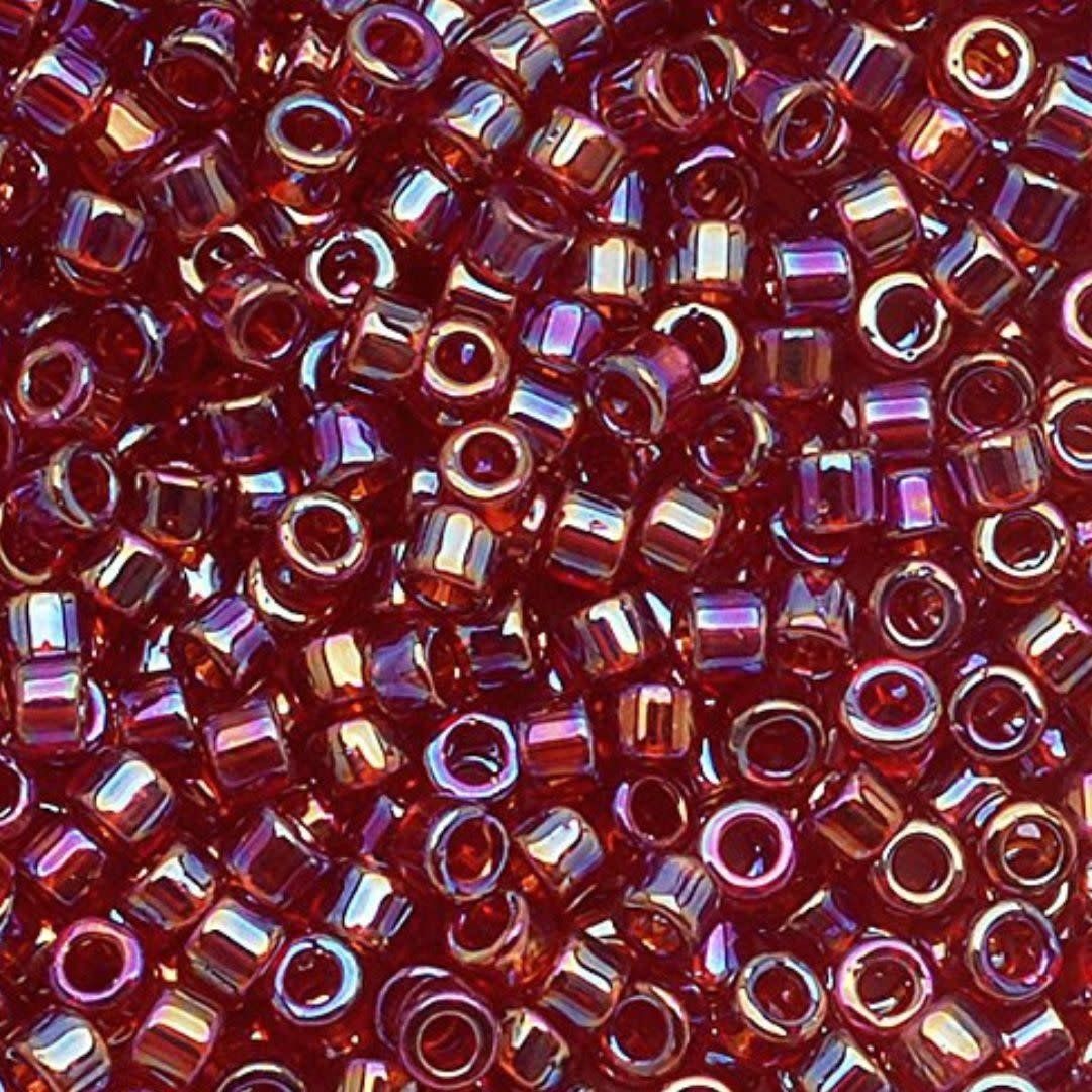 #11 Delica Seed Beads, Transparent Dark Cranberry Red Ab/Rainbow, DB1242-TB, Approx 1440 Beads, 1 two inch tube, 7.2 grams