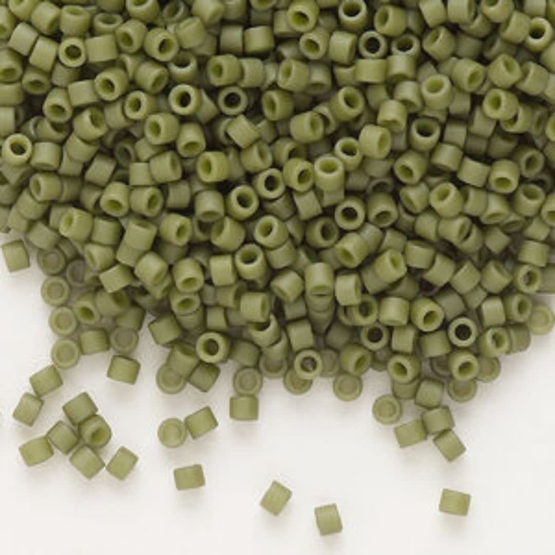 #11 Delica Seed Beads, Matte Opaque Olive Green, DB391-TB, Approx 1440 Beads, 1 two inch tube, 7.2 grams