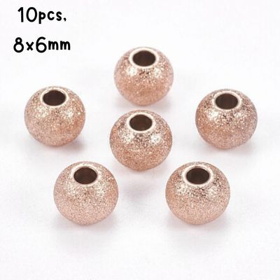 RGP Stainless Steel Textured Round Beads, 10pcs, 8x6mm, Hole 2.5mm, 16gms/0.56oz