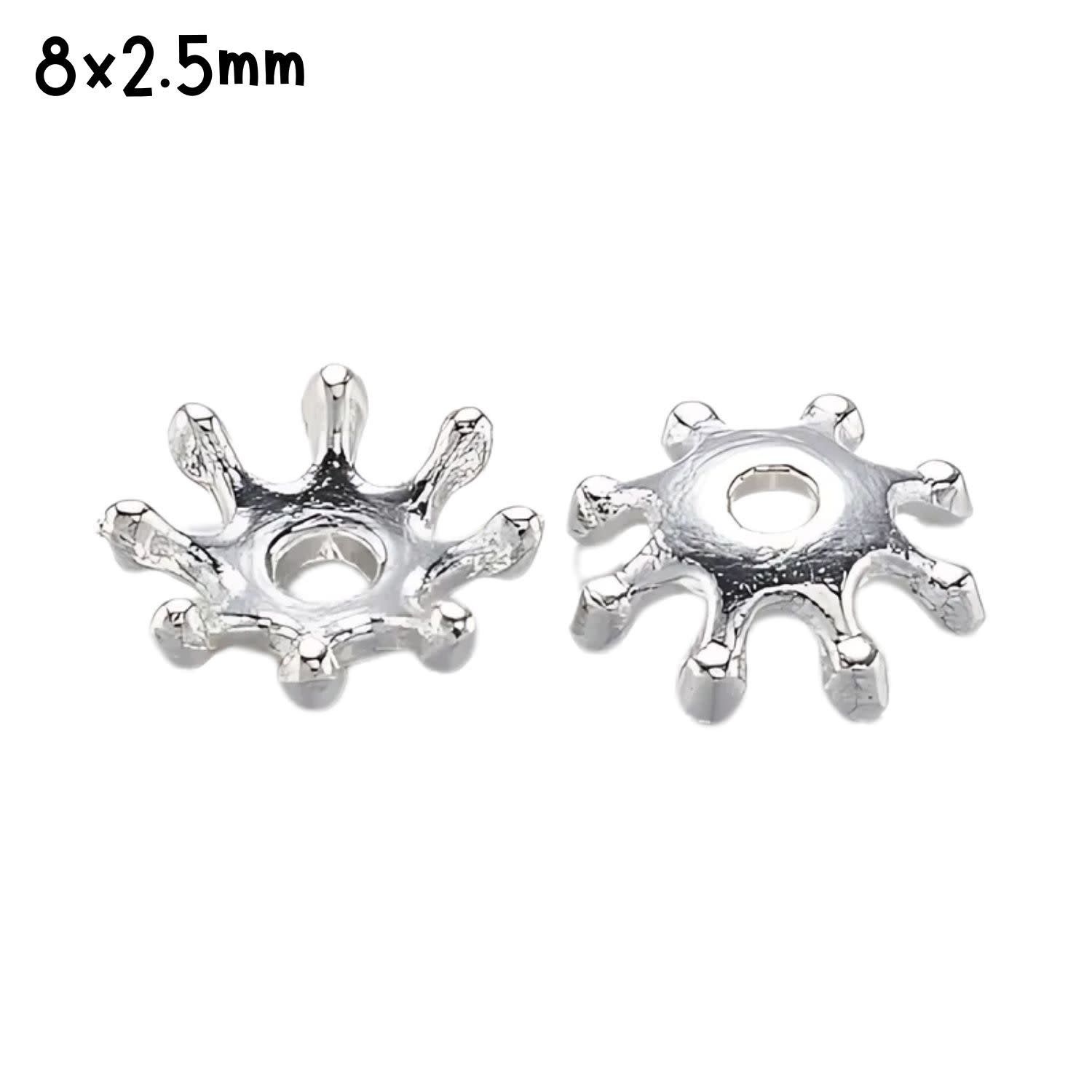 SP Pewter Bead Caps, Approx 100pcs, 8x2.5mm, Hole 1.5mm, Fits 8~12mm Beads, 23gms/0.81oz