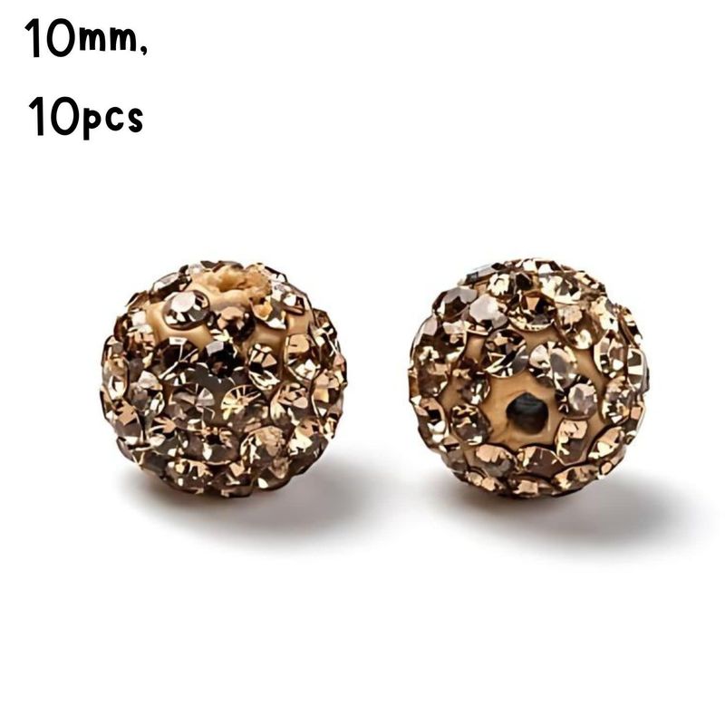 10mm Glass Rhinestone, 10pcs, Pave Polymer Clay, Light Colorado Topaz, Grade A, Hole 1.8mm, 11gms/0.39oz
