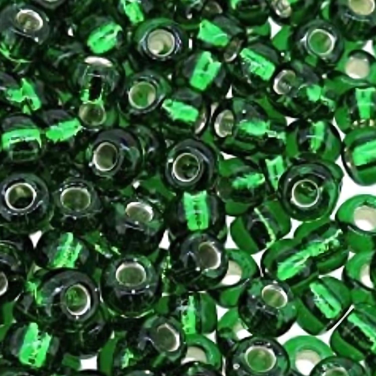 #8 Miyuki Seed Beads - Silver Lined Green, 8-916-TB, Approx 858 Beads/22 Grams, 1 five inch tube