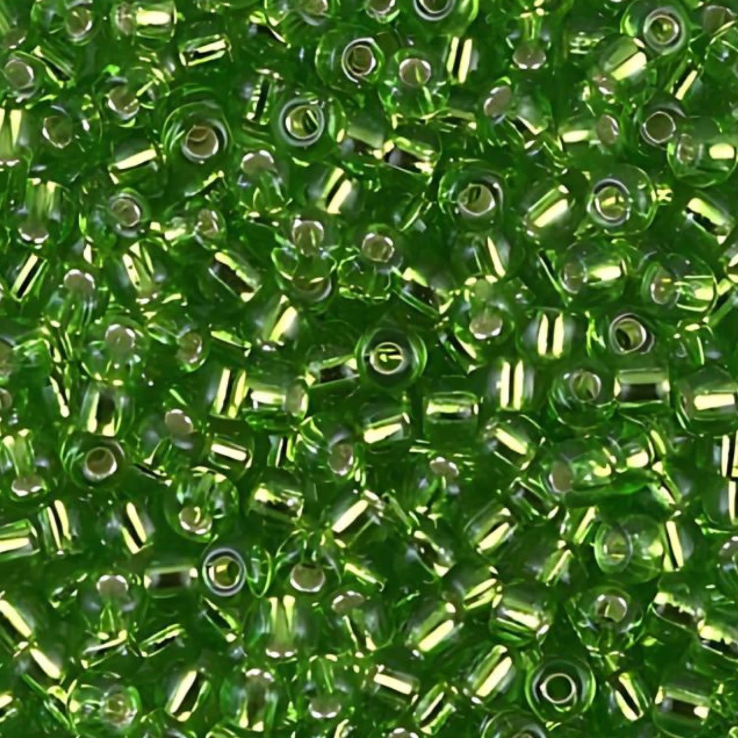 #8 Miyuki Seed Beads - Silver Lined Lime Green, 8-92423-TB, Approx 858 Beads/22 Grams, 1 five inch tube