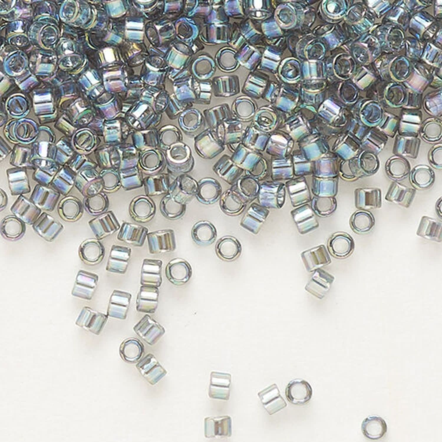 #11 Delica Seed Beads, Transparent Light Grey Ab/Rainbow, DB179-TB, Approx 1440 Beads, 1 two inch tube, 7.2 grams