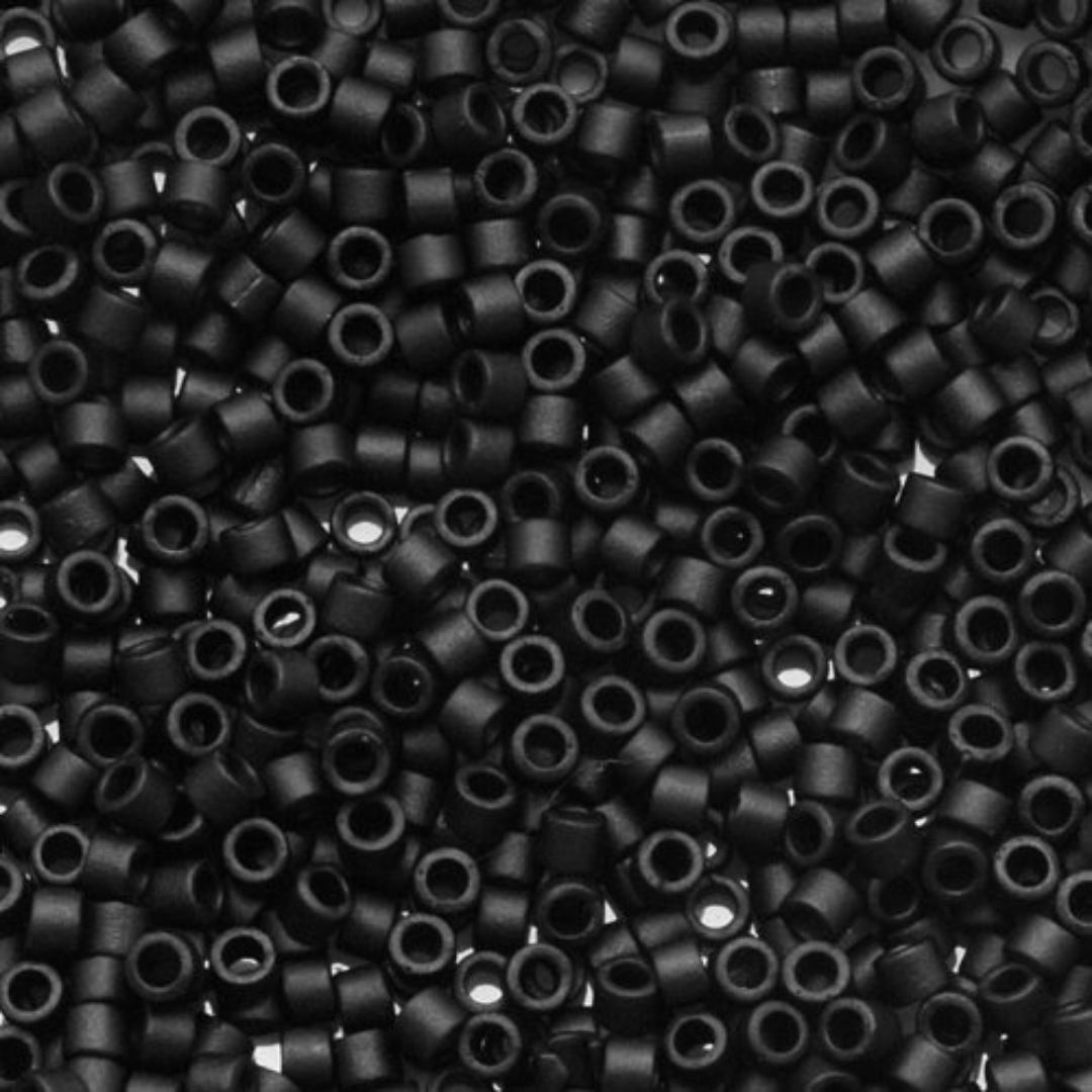 #11 Delica Seed Beads, Matte Jet Black, DB310-TB, Approx 1440 Beads, 1 two inch tube, 7.2 grams