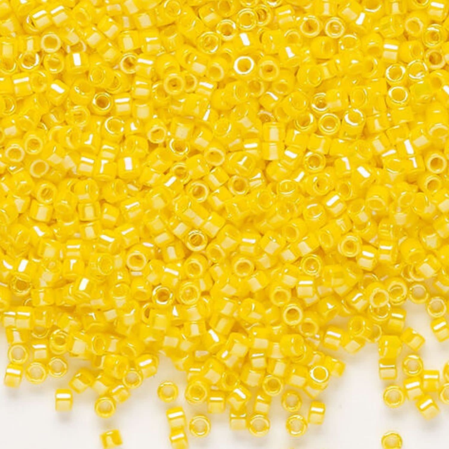 #11 Delica Seed Beads, Opaque Canary Yellow Ab/Rainbow, DB1572-TB, Approx 1440 Beads, 1 two inch tube, 7.2 grams