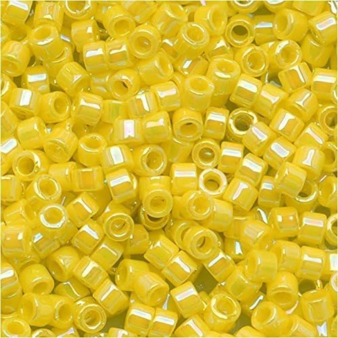 #11 Delica Seed Beads, Opaque Yellow Ab/Rainbow, DB160-TB, Approx 1440 Beads, 1 two inch tube, 7.2 grams