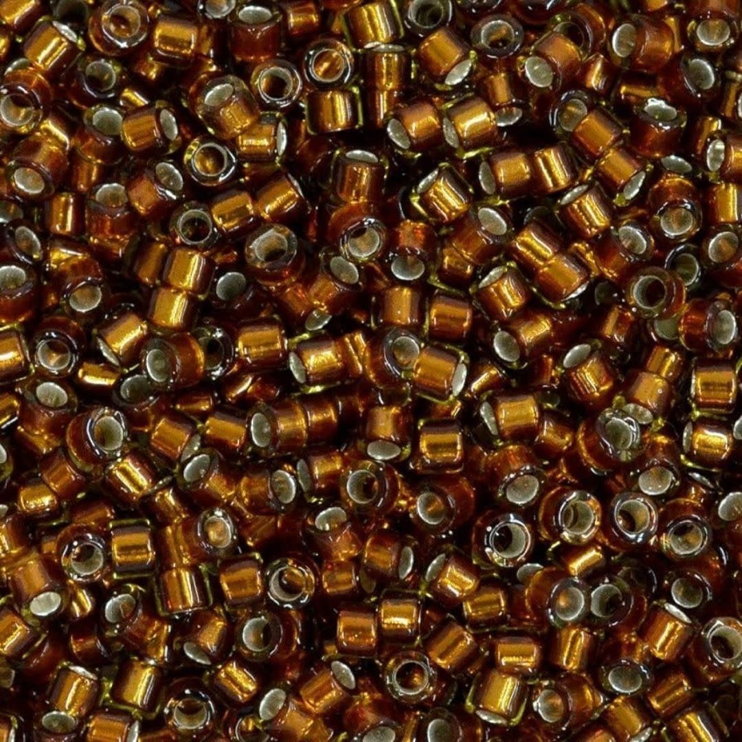 #11 Delica Seed Beads, Silver Lined Glazed Dark Honey, DB1682-TB, Approx 1440 Beads, 1 two inch tube, 7.2 grams