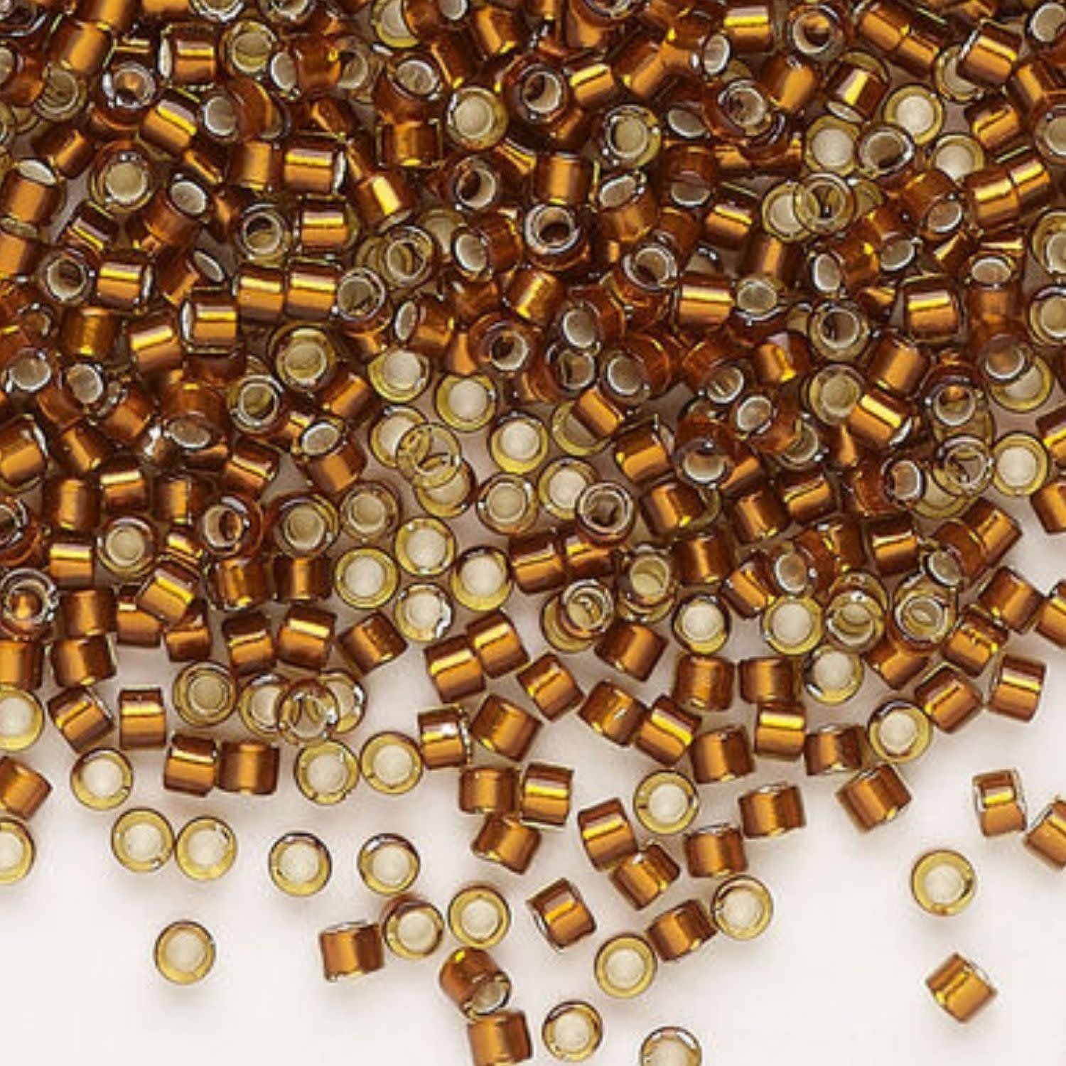 #11 Delica Seed Beads, Silver Lined Glazed Dark Honey, DB1682-TB, Approx 1440 Beads, 1 two inch tube, 7.2 grams