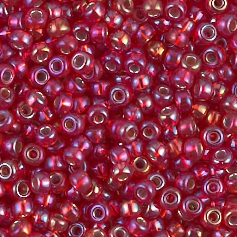 #6 Miyuki Seed Beads - Silver Lined Flame Red Rainbow/AB, 6-91010-TB, Approx 240 Beads, 1 five inch tube, 20 grams