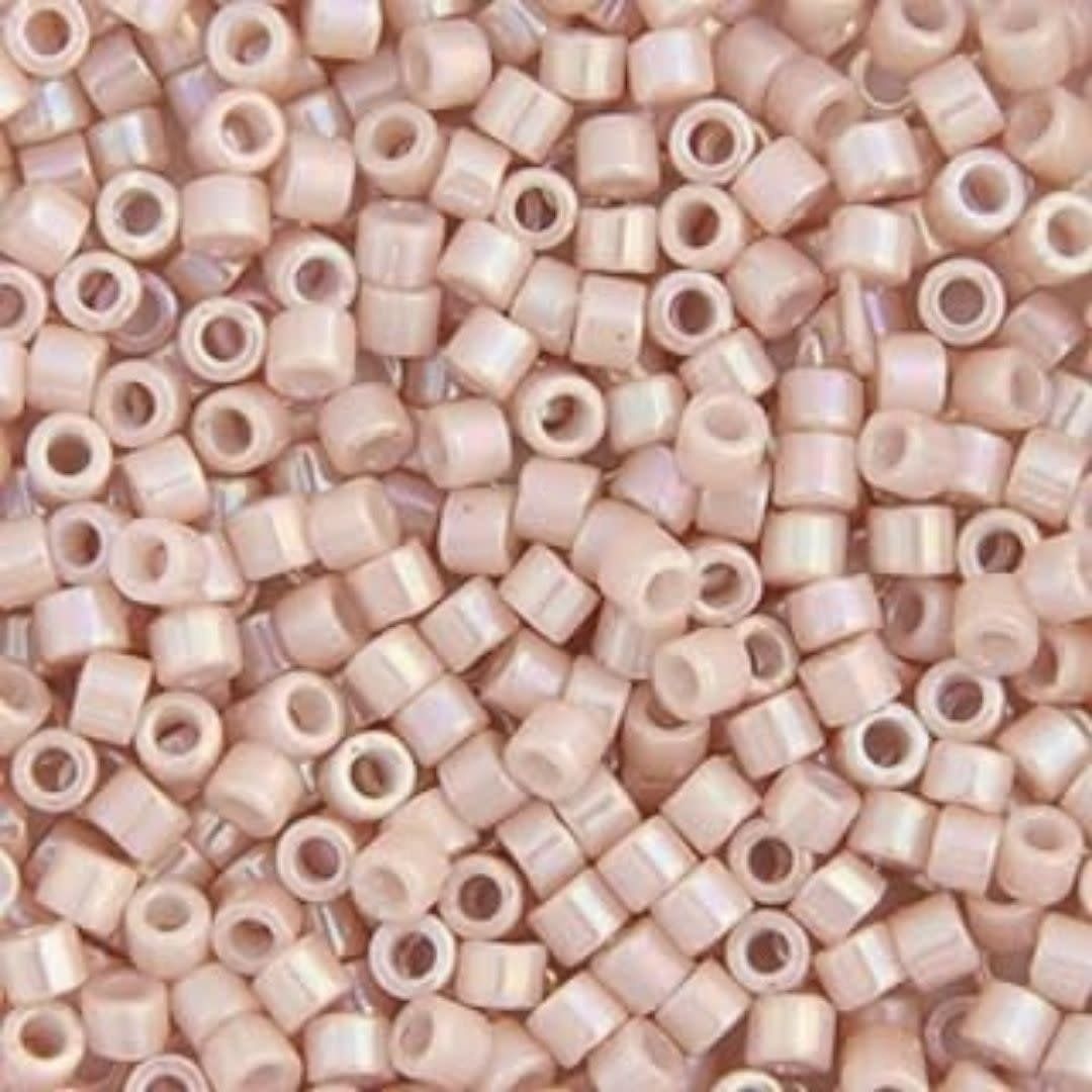 #11 Delica Seed Beads, Opaque Pink Champagne Ab/Rainbow, DB1505-TB, Approx 1440 Beads, 1 two inch tube, 7.2 grams