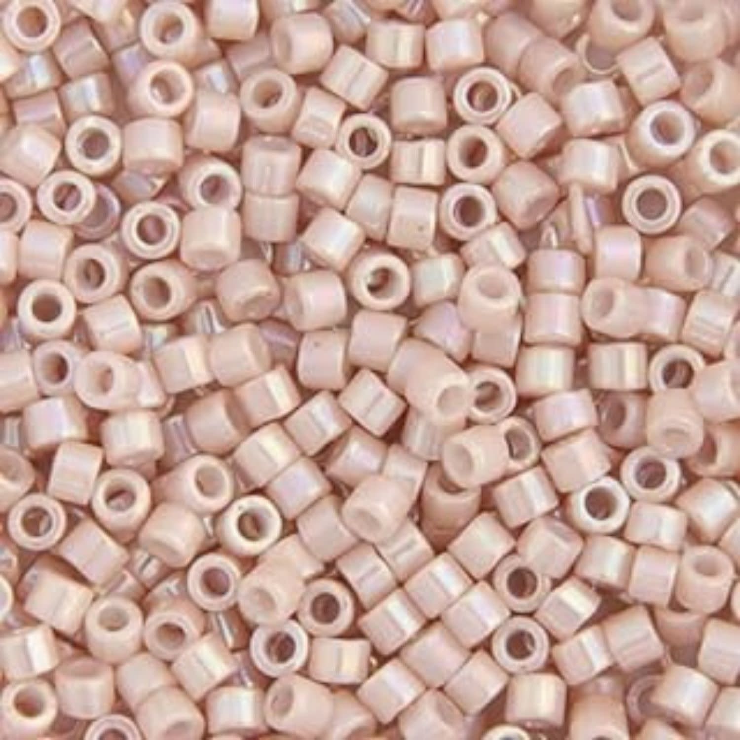 #11 Delica Seed Beads, Opaque Pink Champagne Ab/Rainbow, DB1505-TB, Approx 1440 Beads, 1 two inch tube, 7.2 grams