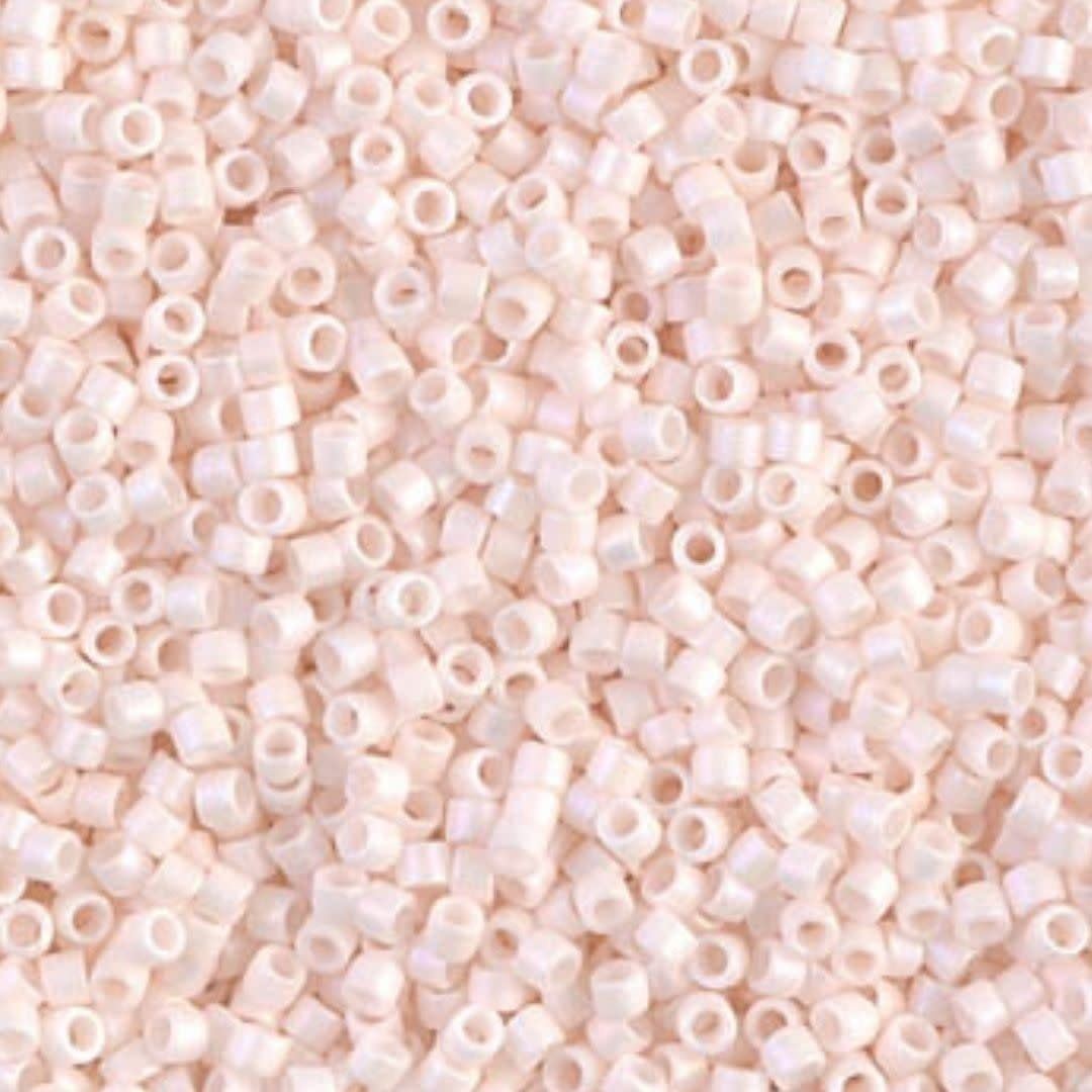#11 Delica Seed Beads, Matte Opaque Bisque Whte Ab/Rainbow, DB1520-TB, Approx 1440 Beads, 1 two inch tube, 7.2 grams