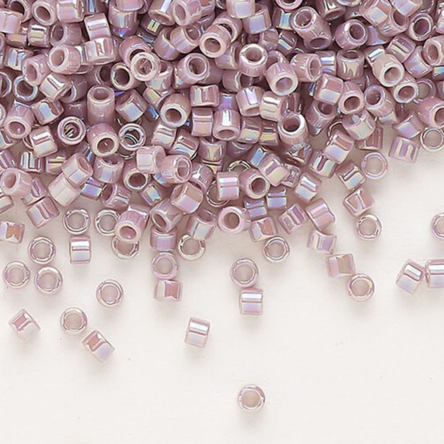 #11 Delica Seed Beads, Opaque Lilac Ab/Rainbow, DB158-TB, Approx 1440 Beads, 1 two inch tube, 7.2 grams