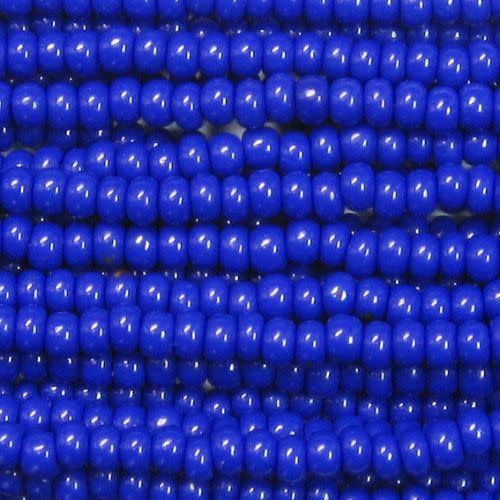 #6 Czech Seed Beads, Opaque Blue, 6 Strands, Approx 1090 Beads, 4x3.5mm, 74gms/2.61oz