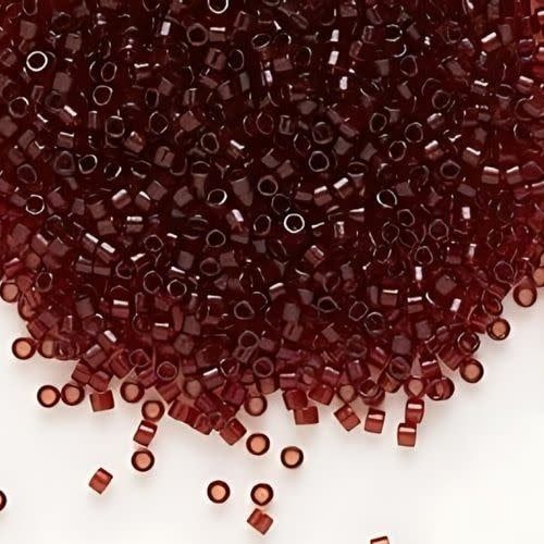 #11 Delica Seed Beads, Transparent Dark Cranberry, DB1102-TB, Approx 1440 Beads, 1 two inch tube, 7.2 grams