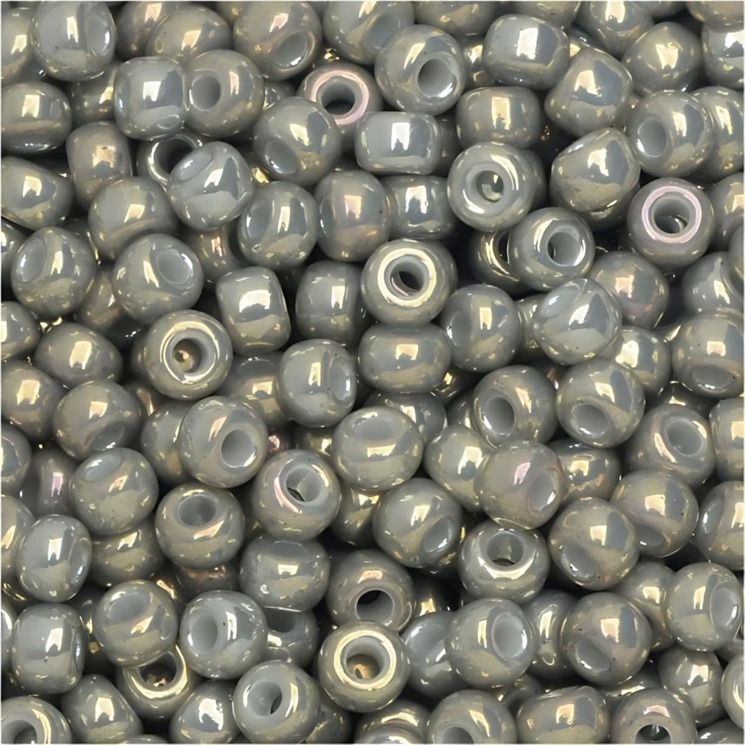 #8 Miyuki Seed Beads - Opaque Luster Galvanized Grey, 8-91865-TB, Approx 858 Beads/22 Grams, 1 five inch tube