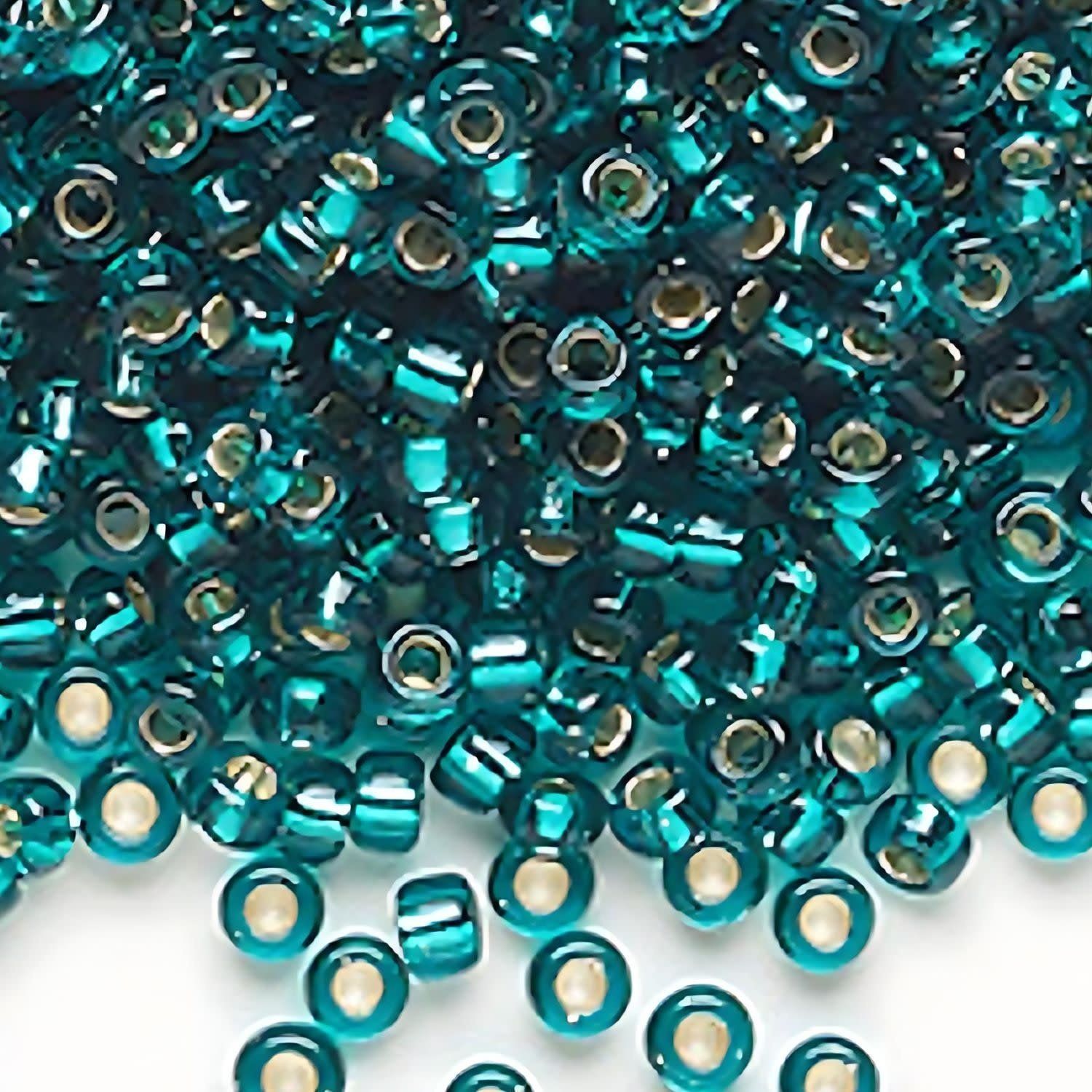 #8 Miyuki Seed Beads - Silver Lined Teal, 8-92425-TB, Approx 858 Beads/22 Grams, 1 five inch tube