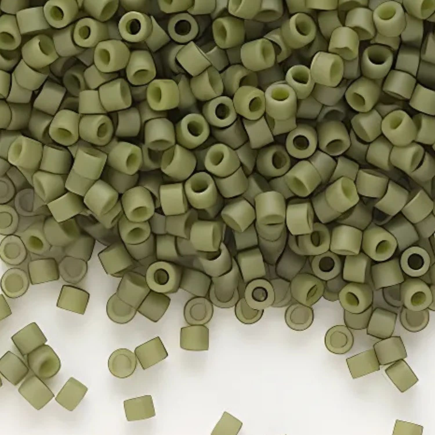 #11 Delica Seed Beads, Matte Opaque Olive Green, DB391-TB, Approx 1440 Beads, 1 two inch tube, 7.2 grams