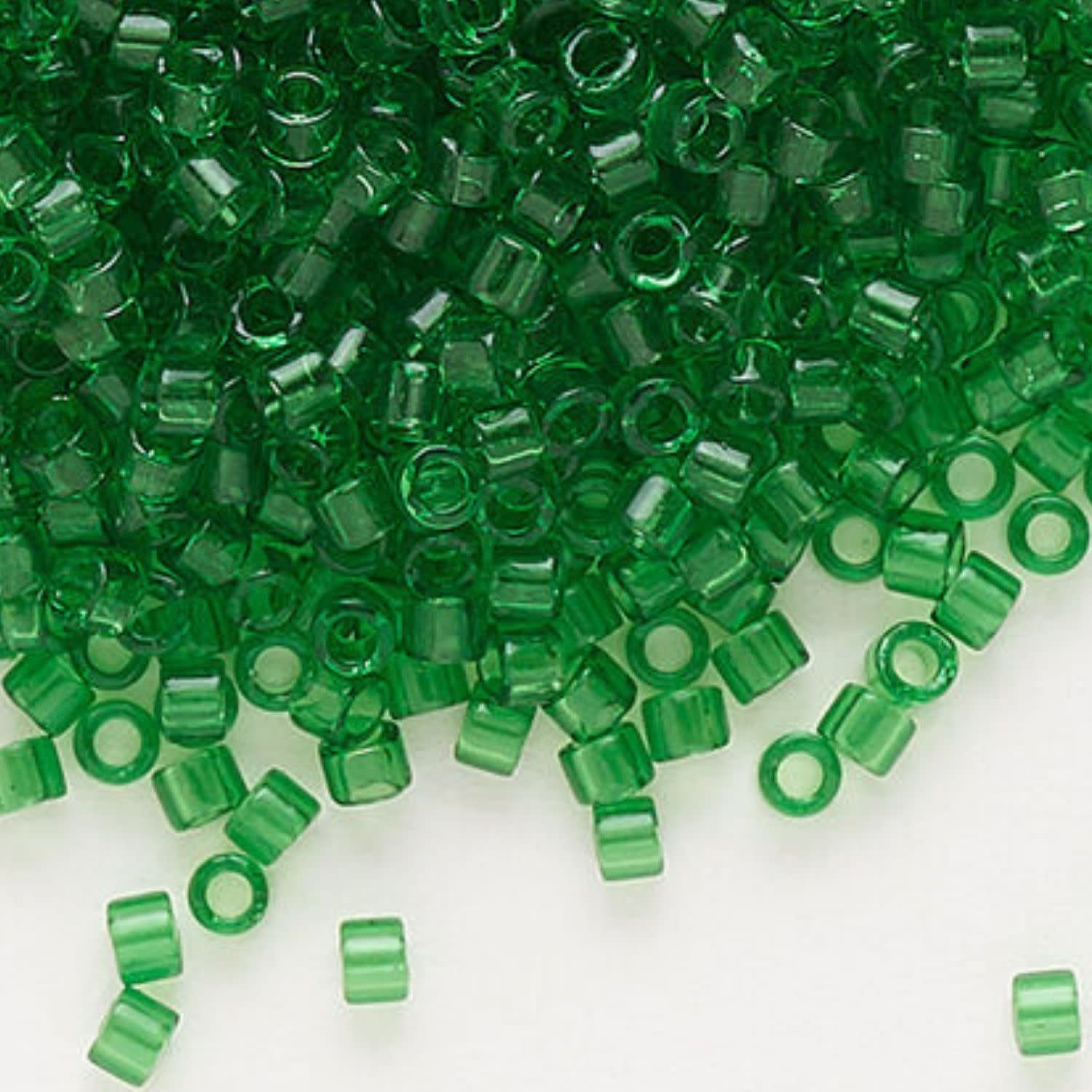 #11 Delica Seed Beads, Transparent Green, DB705-TB, Approx 1440 Beads, 1 two inch tube, 7.2 grams