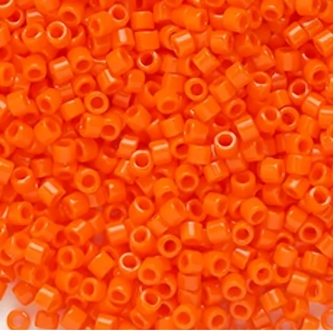 #11 Delica Seed Beads, Opaque Orange, DB722-TB, Approx 1440 Beads, 1 two inch tube, 7.2 grams