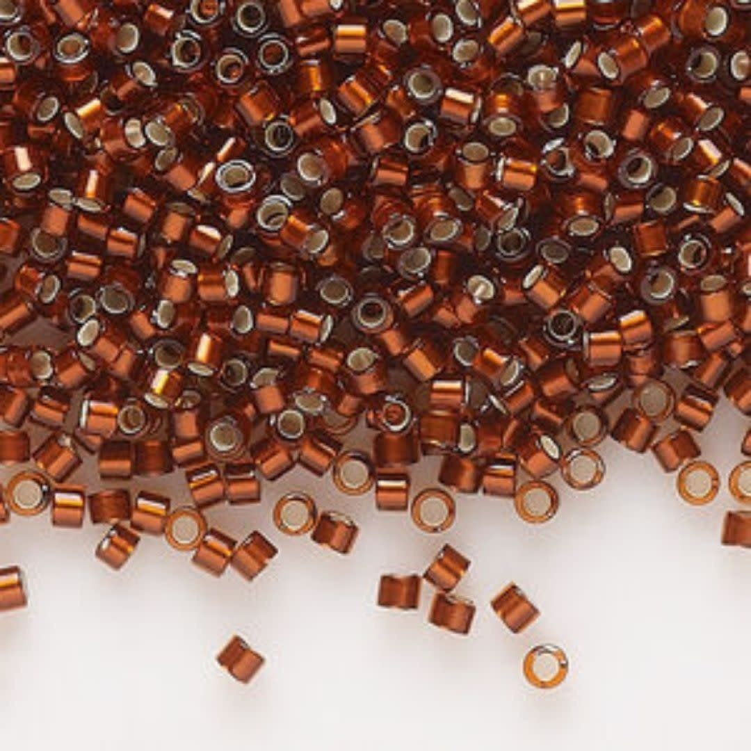 #11 Delica Seed Beads, Silver Lined Glazed Dark Topaz, DB1683-TB, Approx 1440 Beads, 1 two inch tube, 7.2 grams